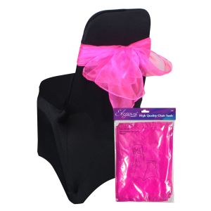 Organza Sheer Wedding Chair Sash In Fuchsia