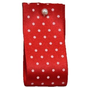 25mm Micro Dot Ribbon Article 5932 Col: Red