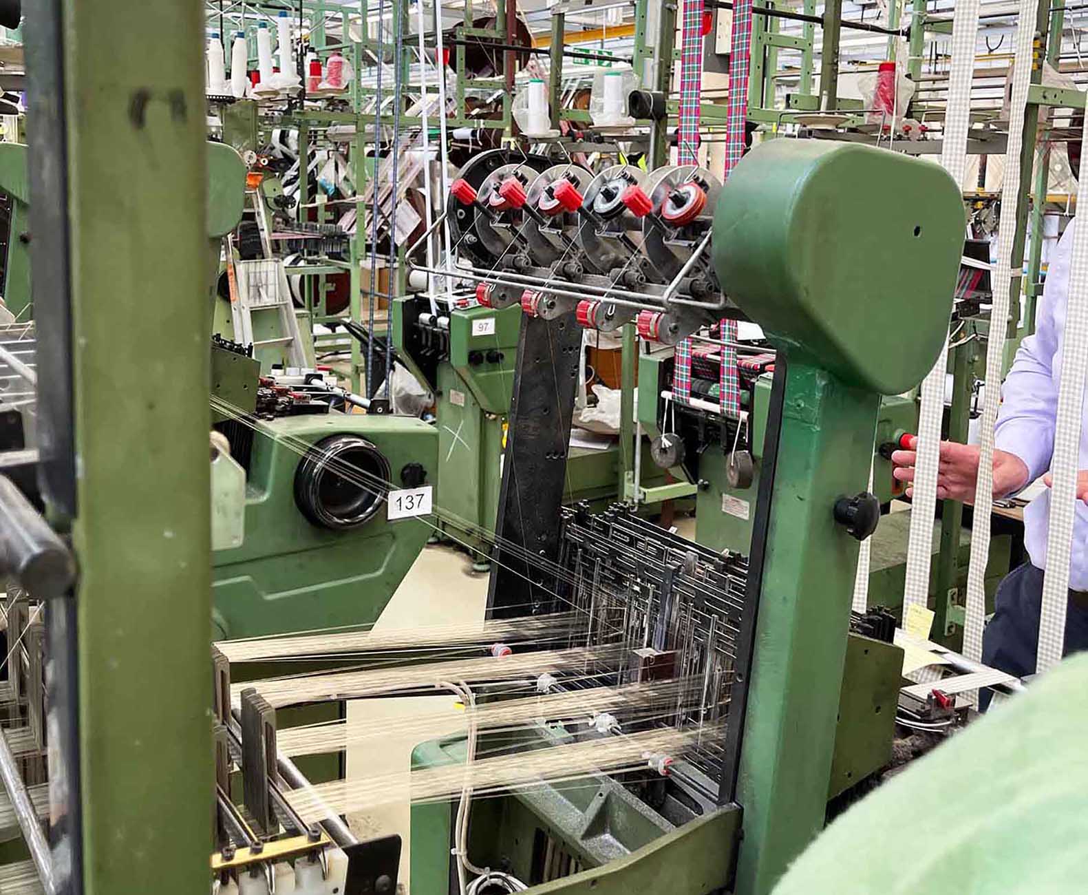 Satin Ribbon Being Woven On A Moden Loom